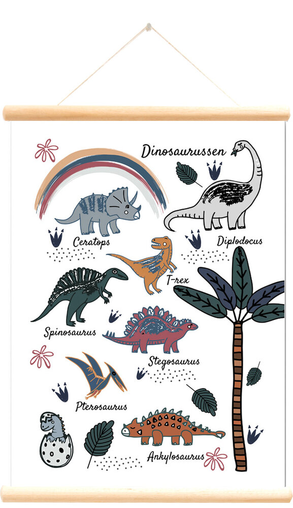 Schoolplaat dinosaurussen wit