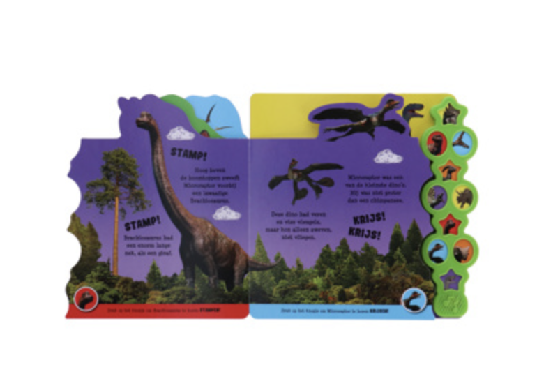 binnenkant dino boek met geluiden