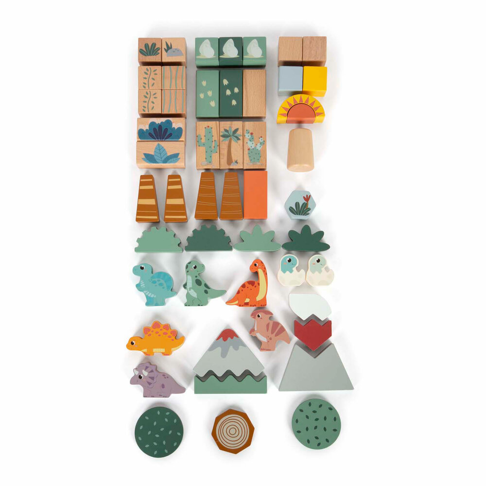 Complete houten dino set