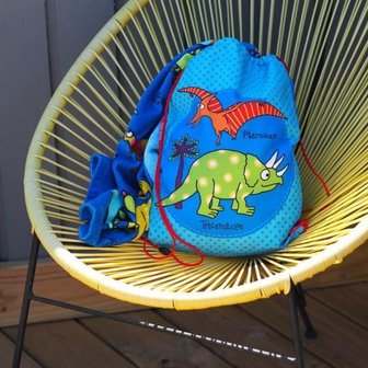 Dinosaurus - grappige dino's - (blauw) zwemtas/gymtas