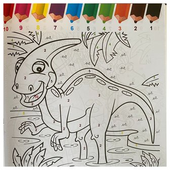 Dinosaurus kleurboek - kleuren op nummer