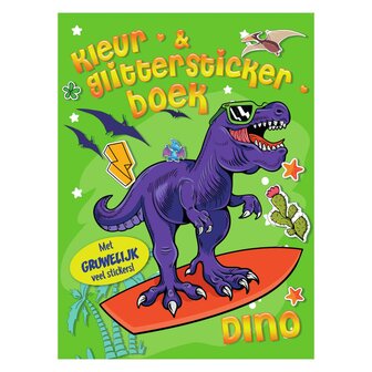 Dinosaurus kleurboek - Kleur- &amp; Glitter Stickerboek Dino