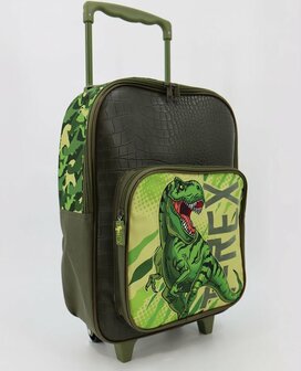 Dinosaurus - T-rex - Rugzak trolley - Medium - Groen/Bruin (38x29x15,5cm)