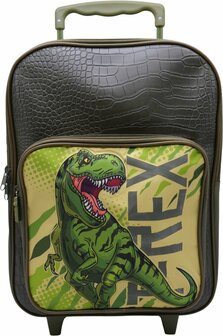 Dinosaurus - T-rex - Rugzak trolley - Medium - Groen/Bruin (38x29x15,5cm)