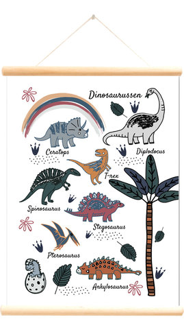 Schoolplaat dinosaurussen wit