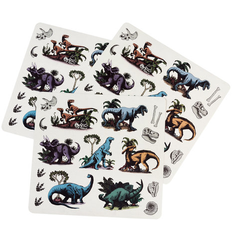 3 vellen met dino stickers