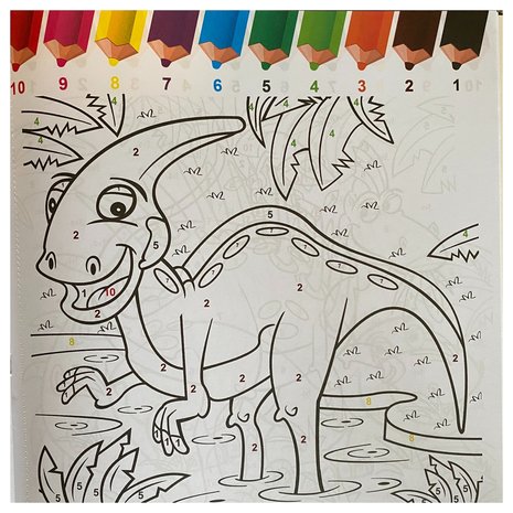 Dinosaurus kleurboek - kleuren op nummer
