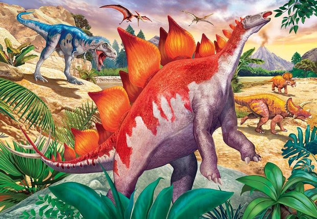 2 x 24 stukjes - Stegosaurus/Prehistoric - Dinosaurus Puzzel