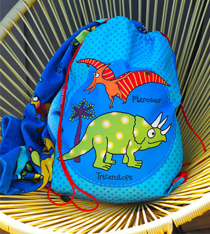Dinosaurus - grappige dino&#x0027;s - (blauw) zwemtas/gymtas