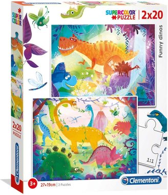 2 x 20 puzzelstukjes Vrolijke dino's