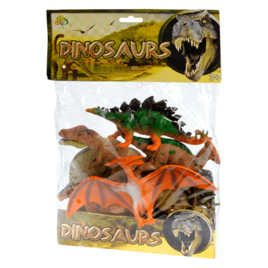 6 Dinosaurussen in een zak (diverse cm)