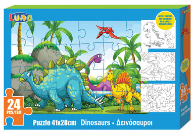24 stukjes Vrolijke dino's puzzel