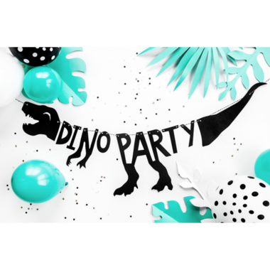 Dino Banner - Dinoparty - Zwart - (Lengte 90 cm)