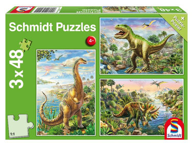 48 stukjes (3x) Dinosaurus Schmidt Puzzel