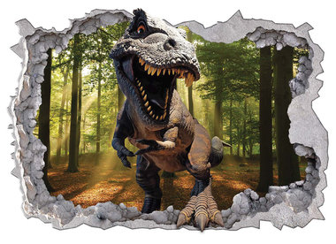 Muursticker Dinosaurus - T-rex in het bos (85 x 60cm)