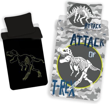 Dekbedovertrek - T-rex - Glow in the Dark