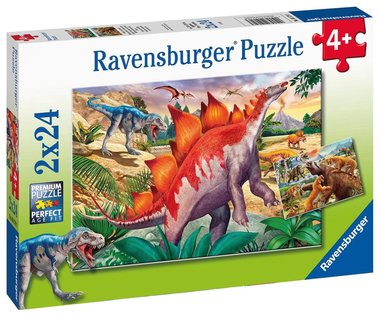 2 x 24 stukjes - Stegosaurus/Prehistoric - Dinosaurus Puzzel