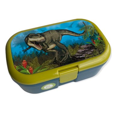 Lunchbox/broodtrommel - Dinosaurus - Blauw/groen