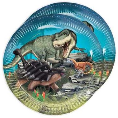 Bordjes (8x)  - 23 cm (Dinoworld Feest)