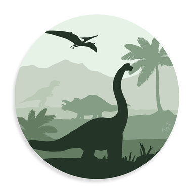 Muurcirkel - Wandcirkel - Dinosaurus - groen - Brontosaurus - 70 cm