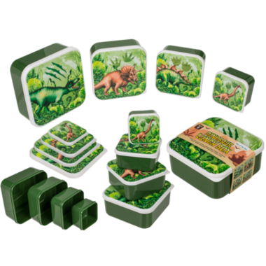 Dinosaurus lunchboxset (4x) - groen - (vers. dino's)