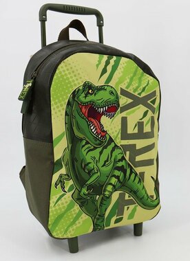 Dinosaurus - T-rex - Rugzak trolley - Medium - Groen (34x24x12cm)