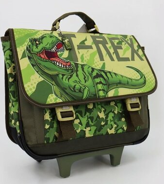 Dinosaurus - T-rex - Rugzak trolley - Groot - Groen (31x41x16cm)