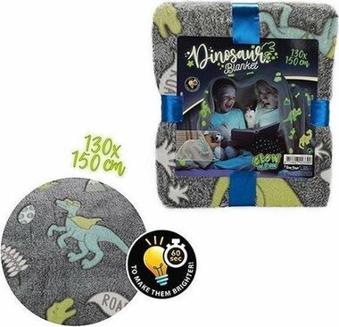 Dinosaurus Glow N Fun / Glow in the Dark Fleecedeken Dino (130 x 150cm)