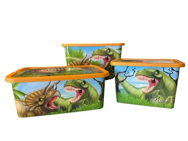 Dinosaurus opbergdozen met deksel (set 3 stuks) – (verschillende maten)