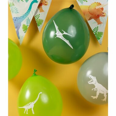 Ballonnen - groen  (8x) -  (Dinosaurus Feest)