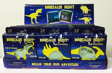 Glow in the dark (wand/muur) dinosaurus (24x)