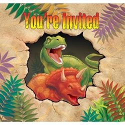 Uitnodigingen (8x) (T-rex Feest) 