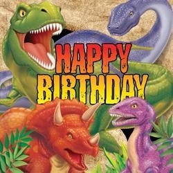Servetten Happy Birthday (16x) (Tyrannosaurus Feest) 
